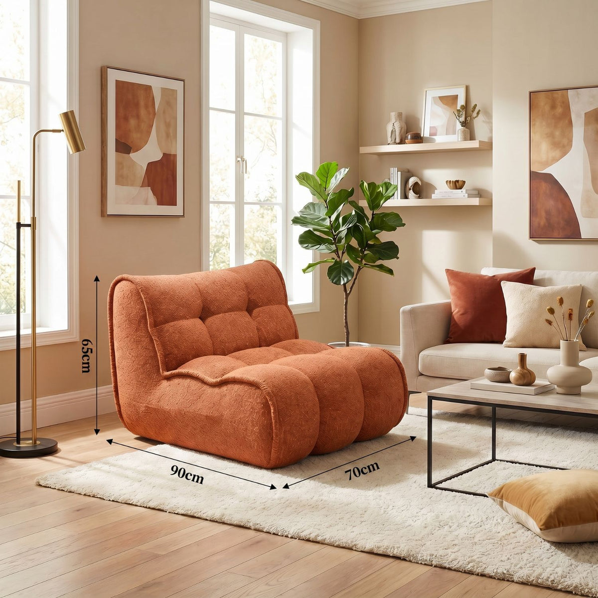 Pouf Chaise Longue Velours Floqué - Confort & Élégance