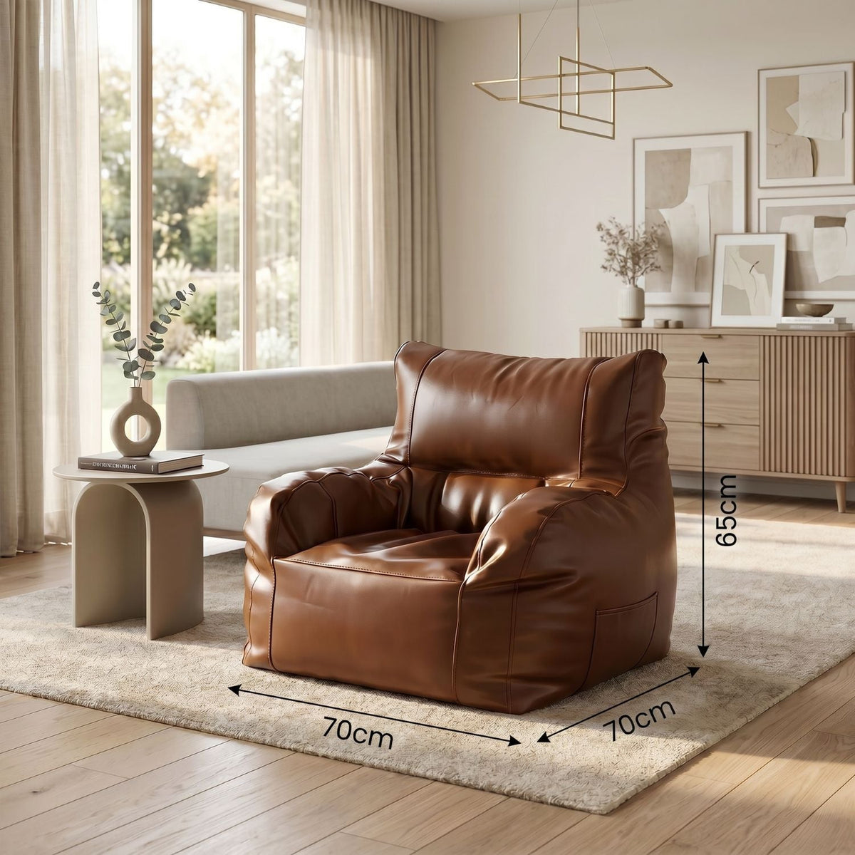 Pouf Fauteuil Lounge Brun Simili Cuir Vide