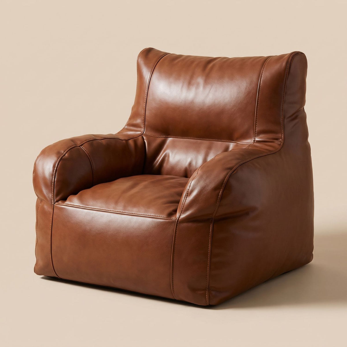 Pouf Fauteuil Lounge Brun Simili Cuir Vide