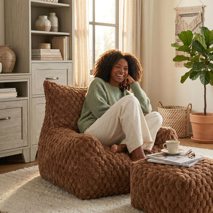 Pouf Faux Fur Marron Confort Personnalisé