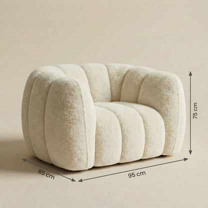 Pouf Bouclette Beige Confortable & Tendance