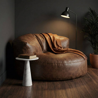 Pouf Relax Cuir Jaune AURA