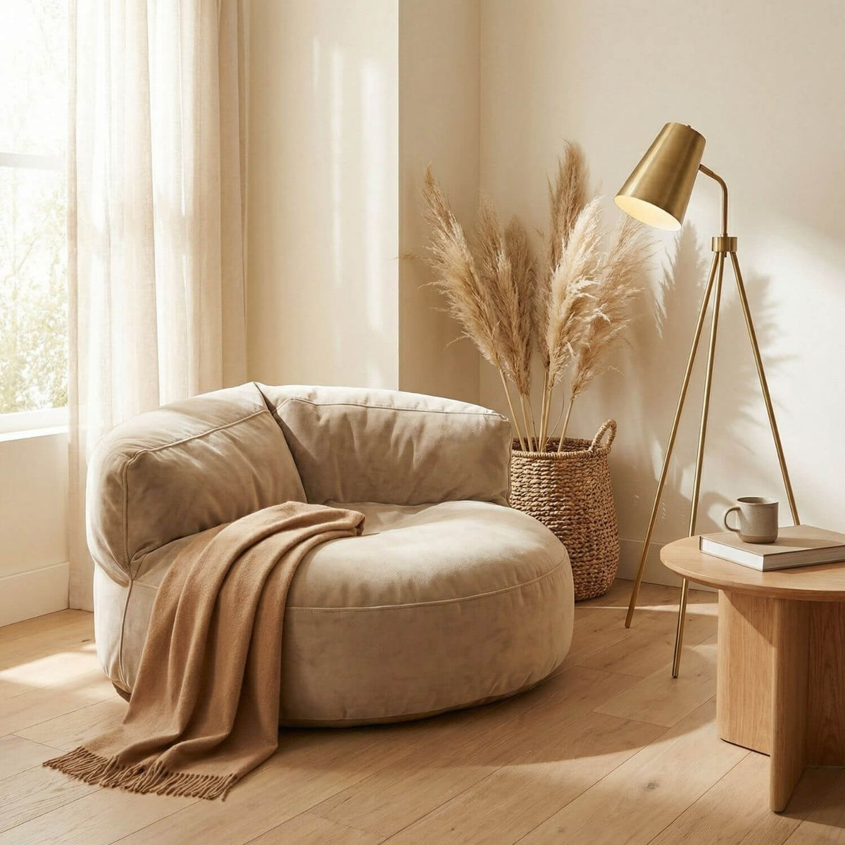 Pouf Relax Cuir Jaune AURA