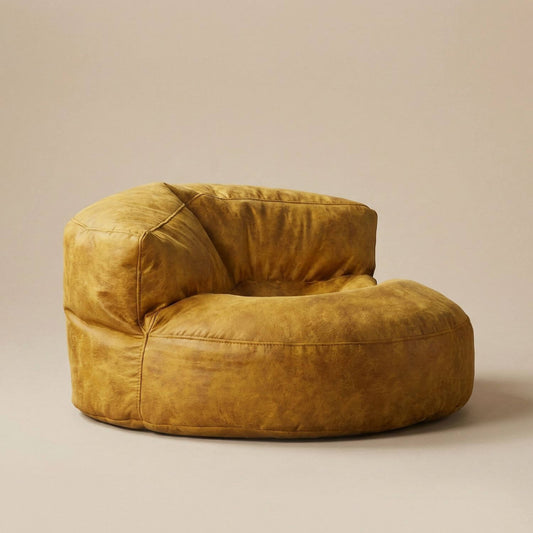 Pouf Relax Cuir Jaune AURA