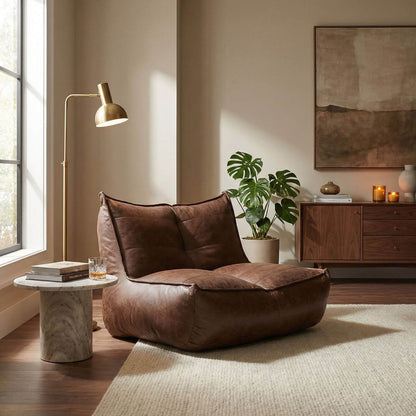 Pouf Salon Cuir Vintage Confortable