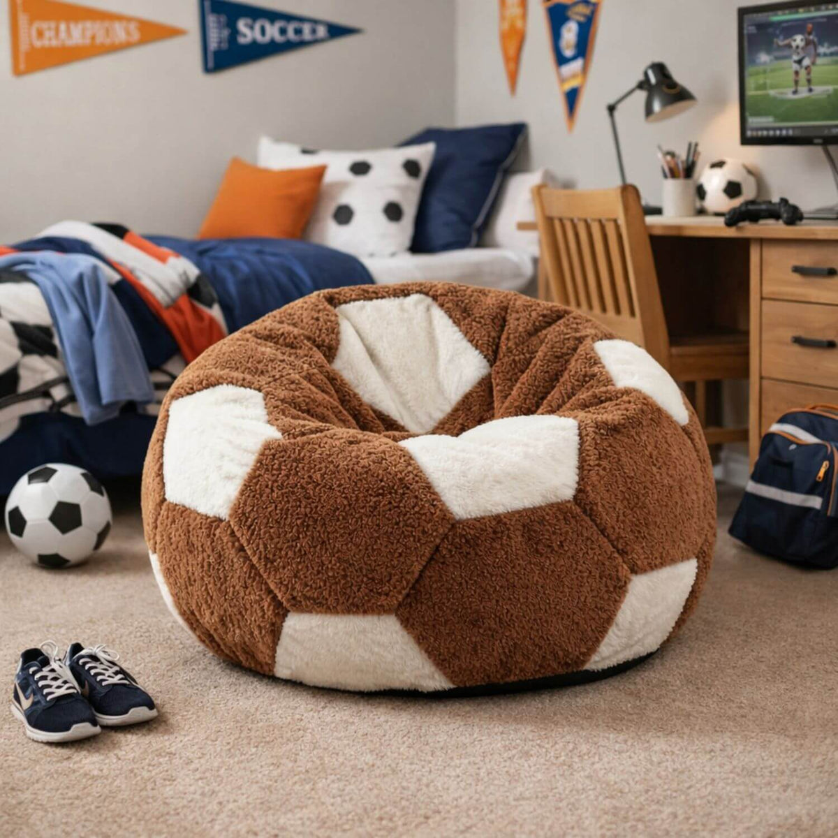 Pouf Poire Géant Marron Confortable