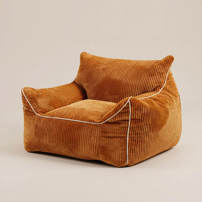 Pouf Fauteuil Rond Velours Côtelé NESTA Orange