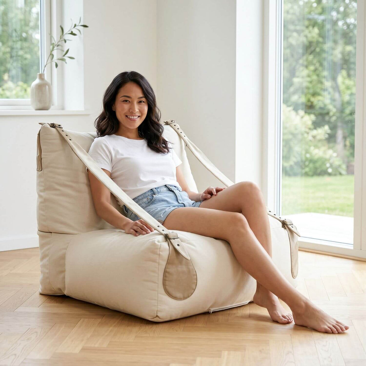 Pouf Méridienne d'Angle Beige NESTA