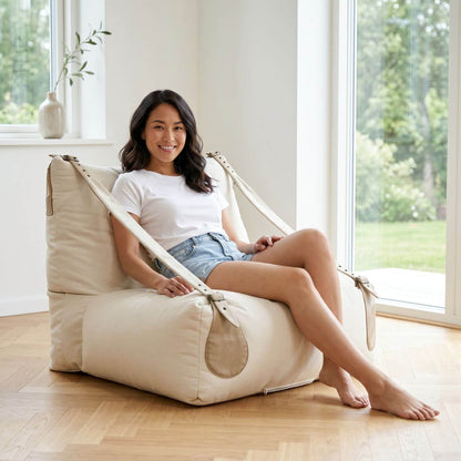 Pouf Méridienne d'Angle Beige NESTA