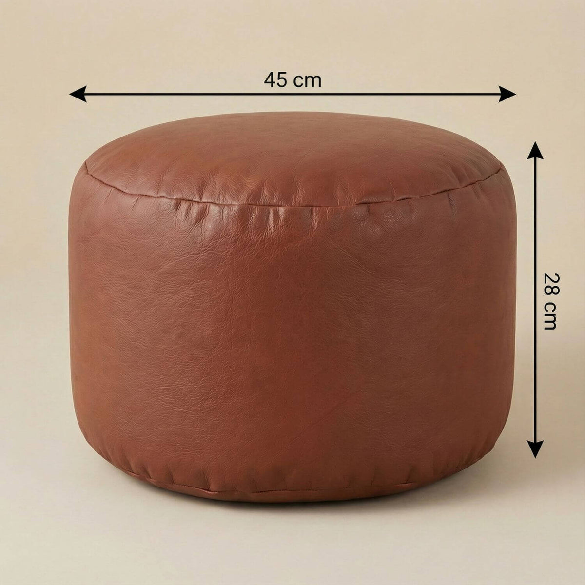 Pouf Rond Blanc Cuir - Repose-Pieds Élégant