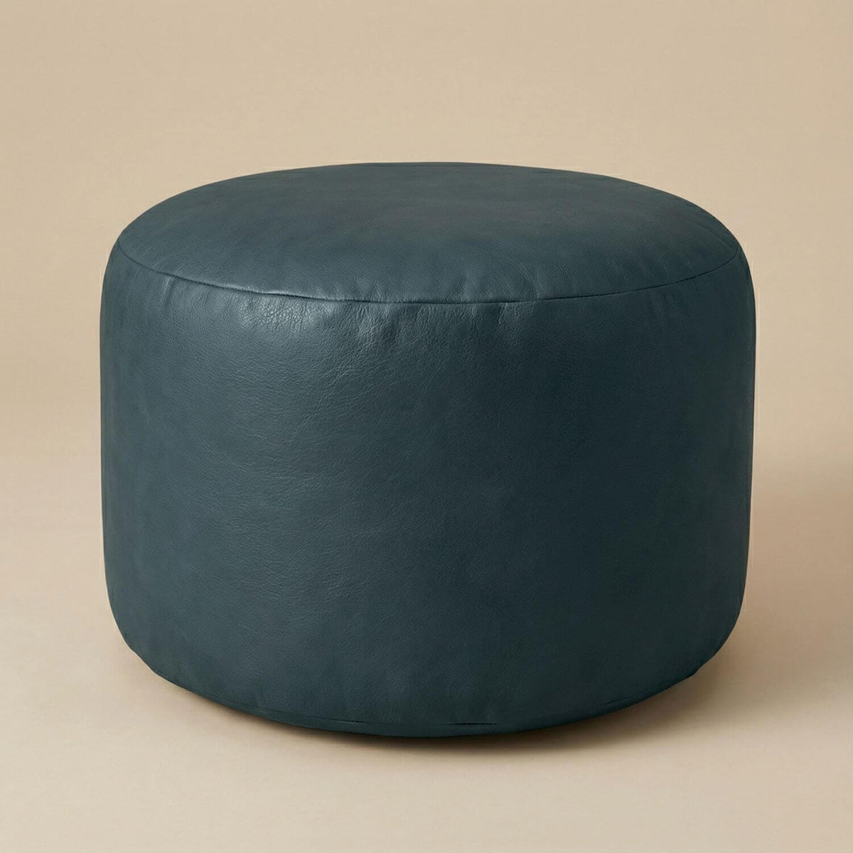 Pouf Rond Blanc Cuir - Repose-Pieds Élégant