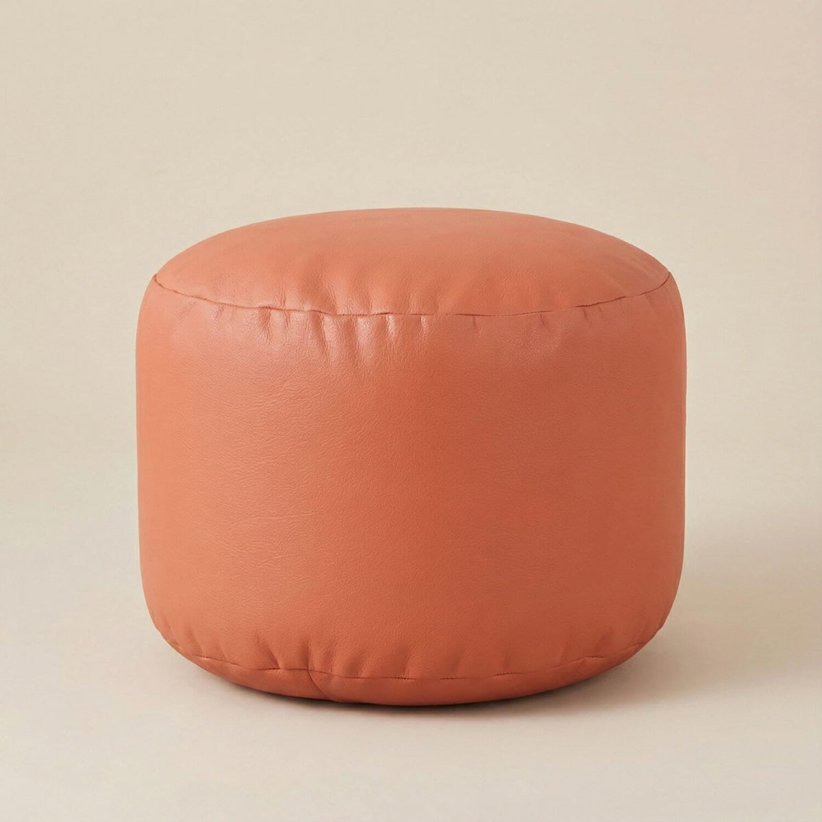 Pouf Rond Blanc Cuir - Repose-Pieds Élégant