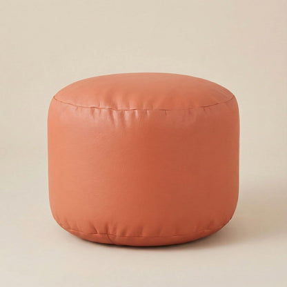 Pouf Rond Blanc Cuir - Repose-Pieds Élégant