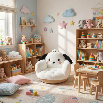 Mini Pouf Chien Blanc pour Enfant