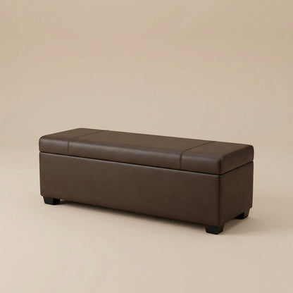 Pouf Coffre Rectangulaire en Cuir - Rangement & Design