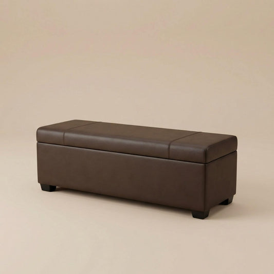 Pouf Coffre Rectangulaire en Cuir - Rangement & Design
