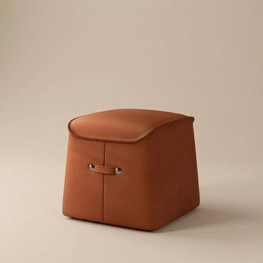 Pouf Carré Design en Cuir - Siège d'appoint & Repose-pieds
