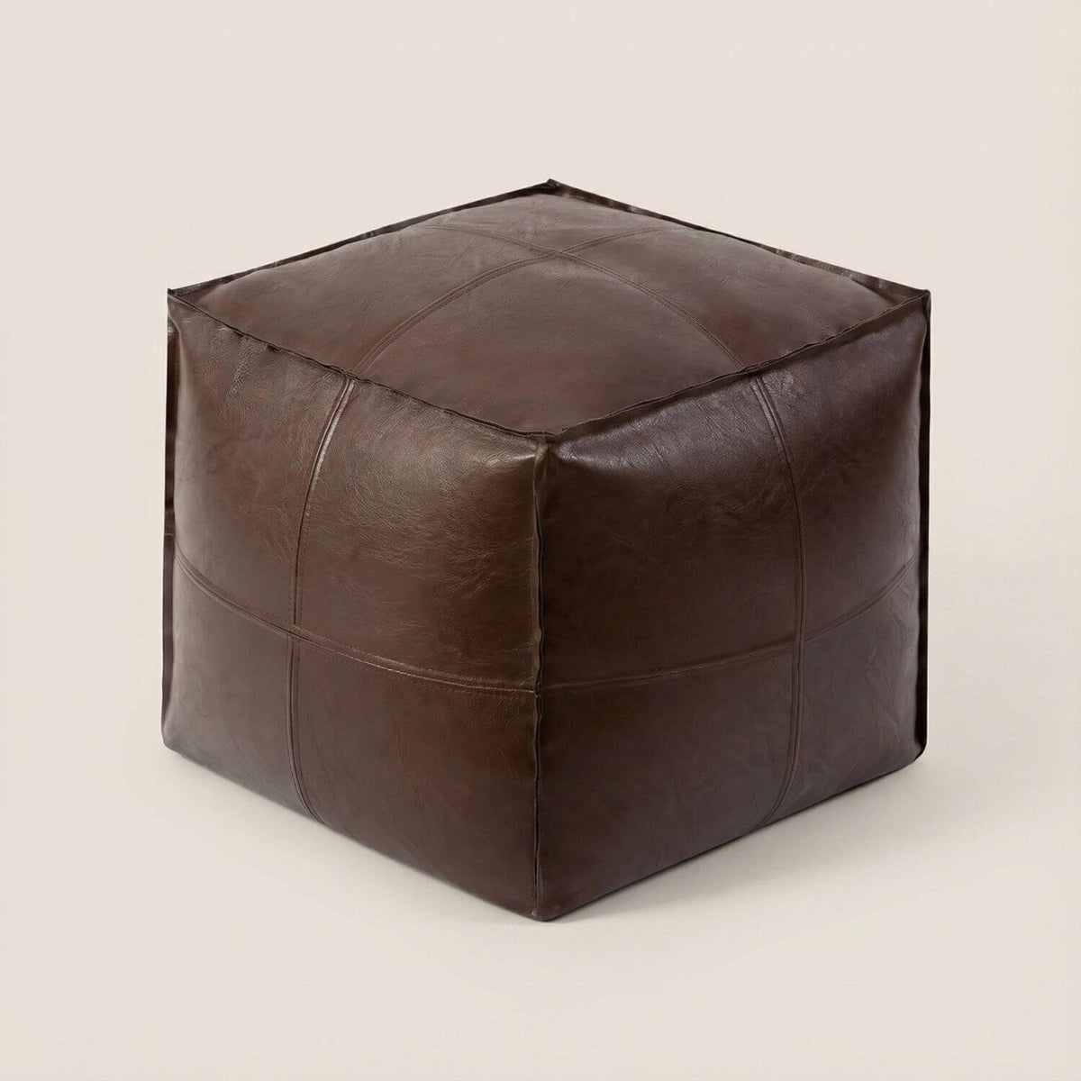 Pouf Cube Cuir Marocain Repose-Pied Design