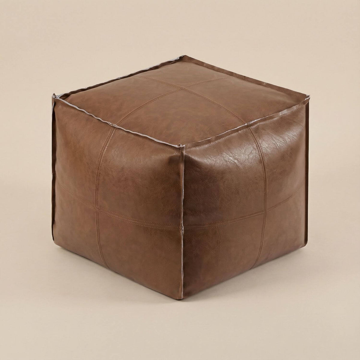 Pouf Cube Cuir Marocain Repose-Pied Design