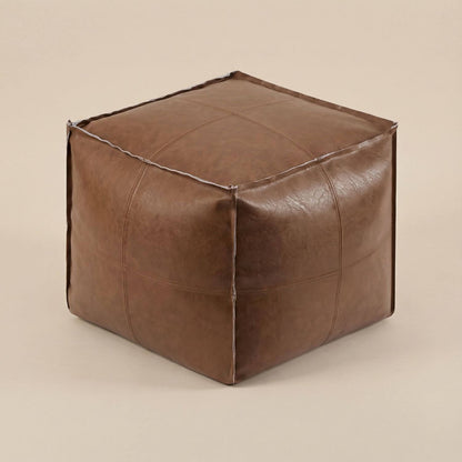 Pouf Cube Cuir Marocain Repose-Pied Design