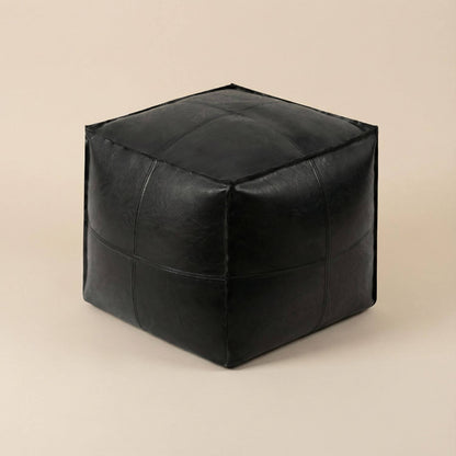 Pouf Cube Cuir Marocain Repose-Pied Design