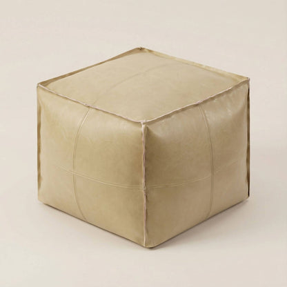 Pouf Cube Cuir Marocain Repose-Pied Design