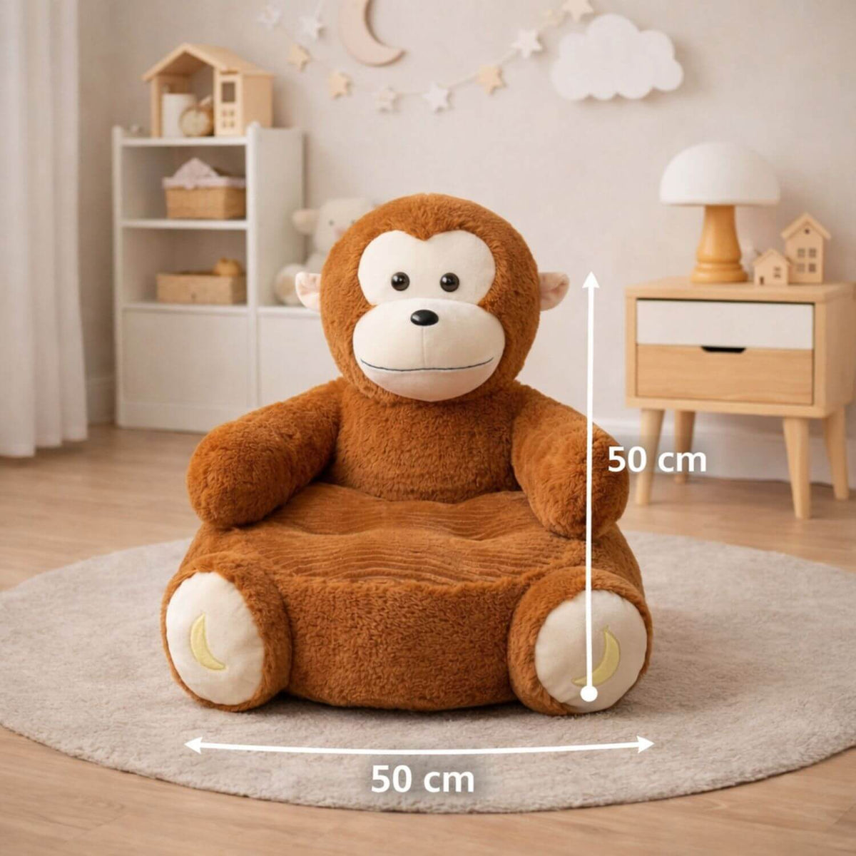Pouf Enfant Singe Doux - Coin Lecture Confortable