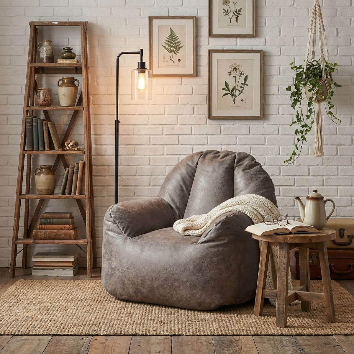 Pouf Cuir Premium Personnalisable - Housse Vide Jaune