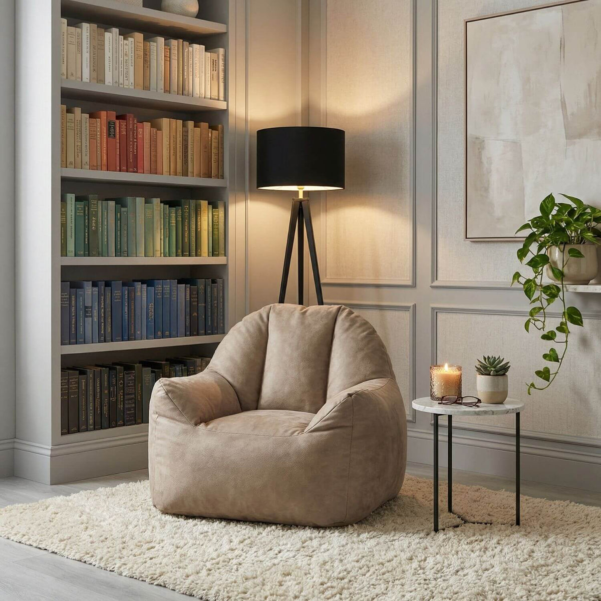Pouf Cuir Premium Personnalisable - Housse Vide Jaune