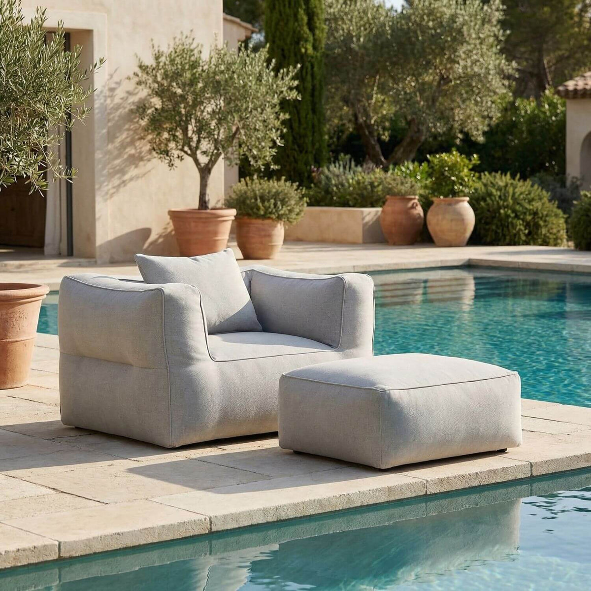 Pouf Extérieur SOLIS : Confort Personnalisé Beige