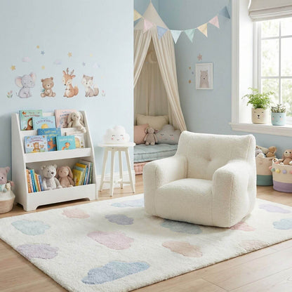 Pouf Fauteuil Enfant Bouclette Blanc