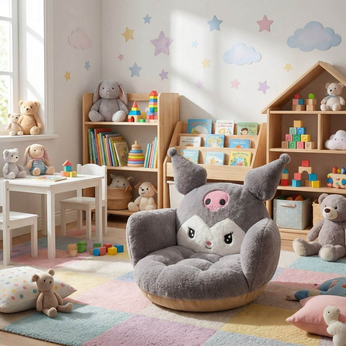 Pouf Fauteuil Enfant Doux Gris