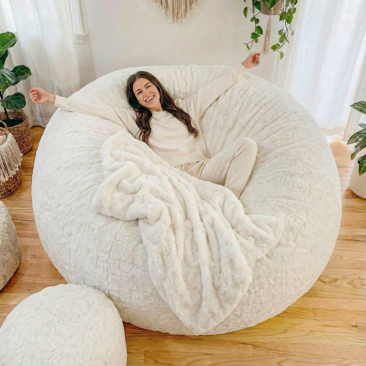 Pouf Géant XXL Bouclette Confortable