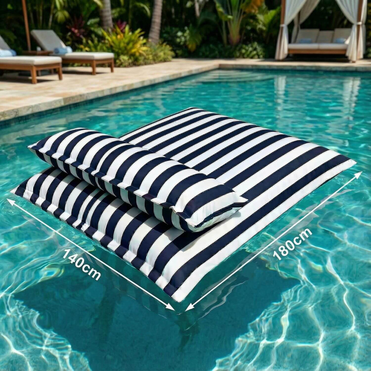 Pouf Piscine Rayé Confort Absolu - Housse 140x180cm