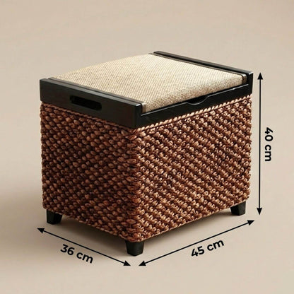 Pouf Coffre Rectangulaire Bois - Rangement & Style