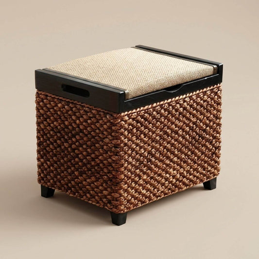 Pouf Coffre Rectangulaire Bois - Rangement & Style