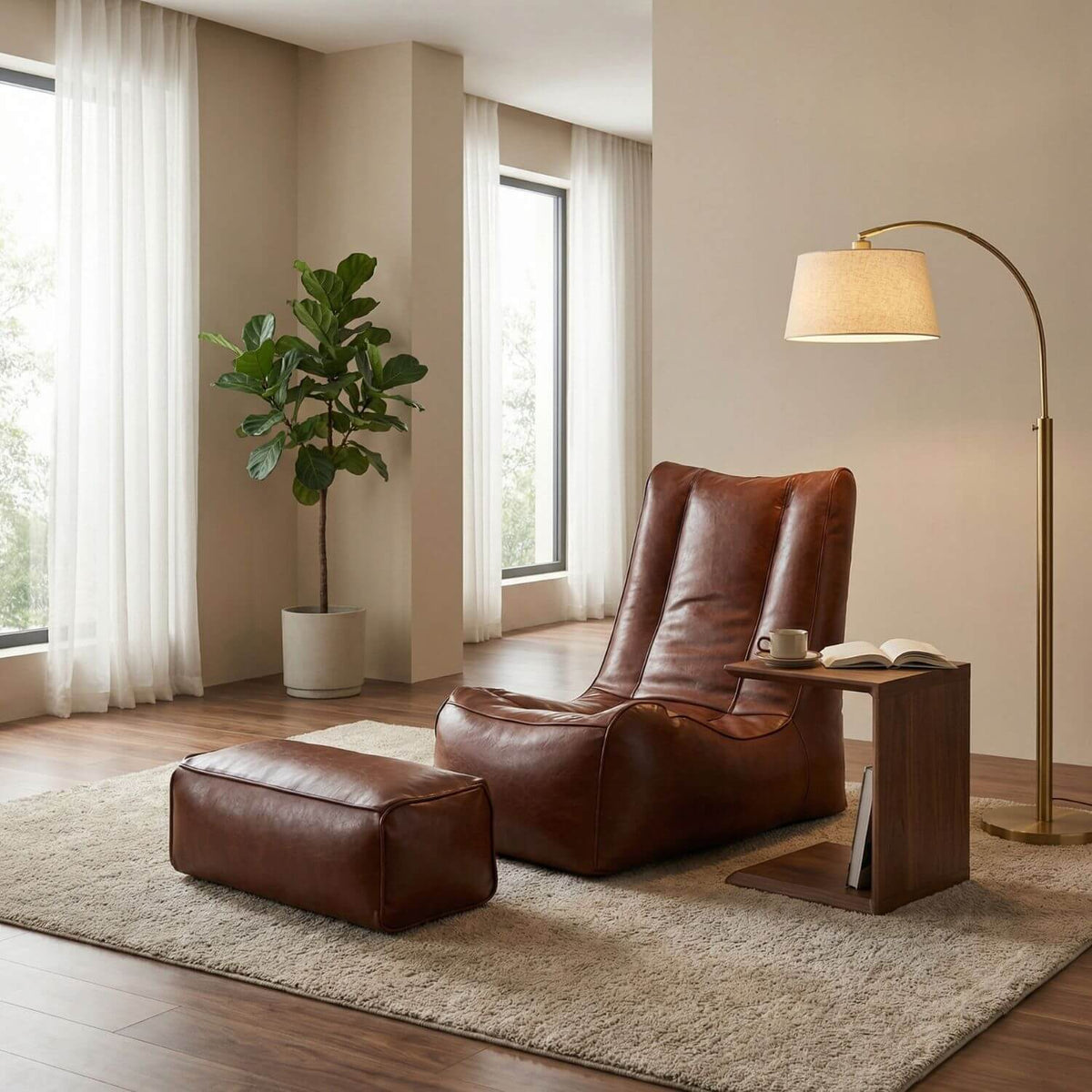 Pouf Repose-Pieds Rectangulaire Simili Cuir