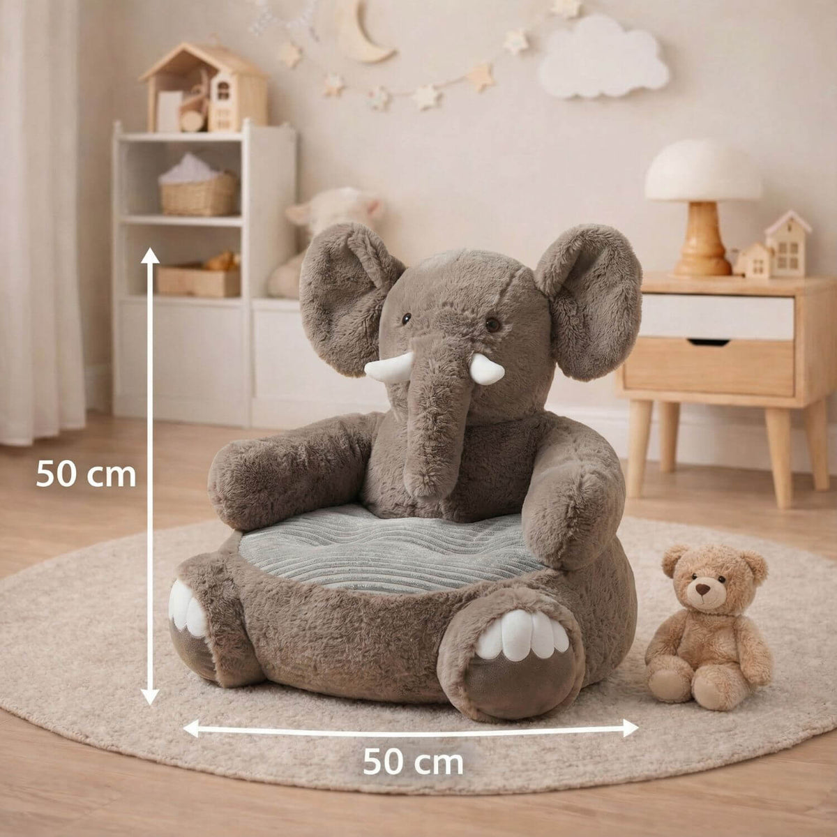 Pouf enfant éléphant moelleux et confortable