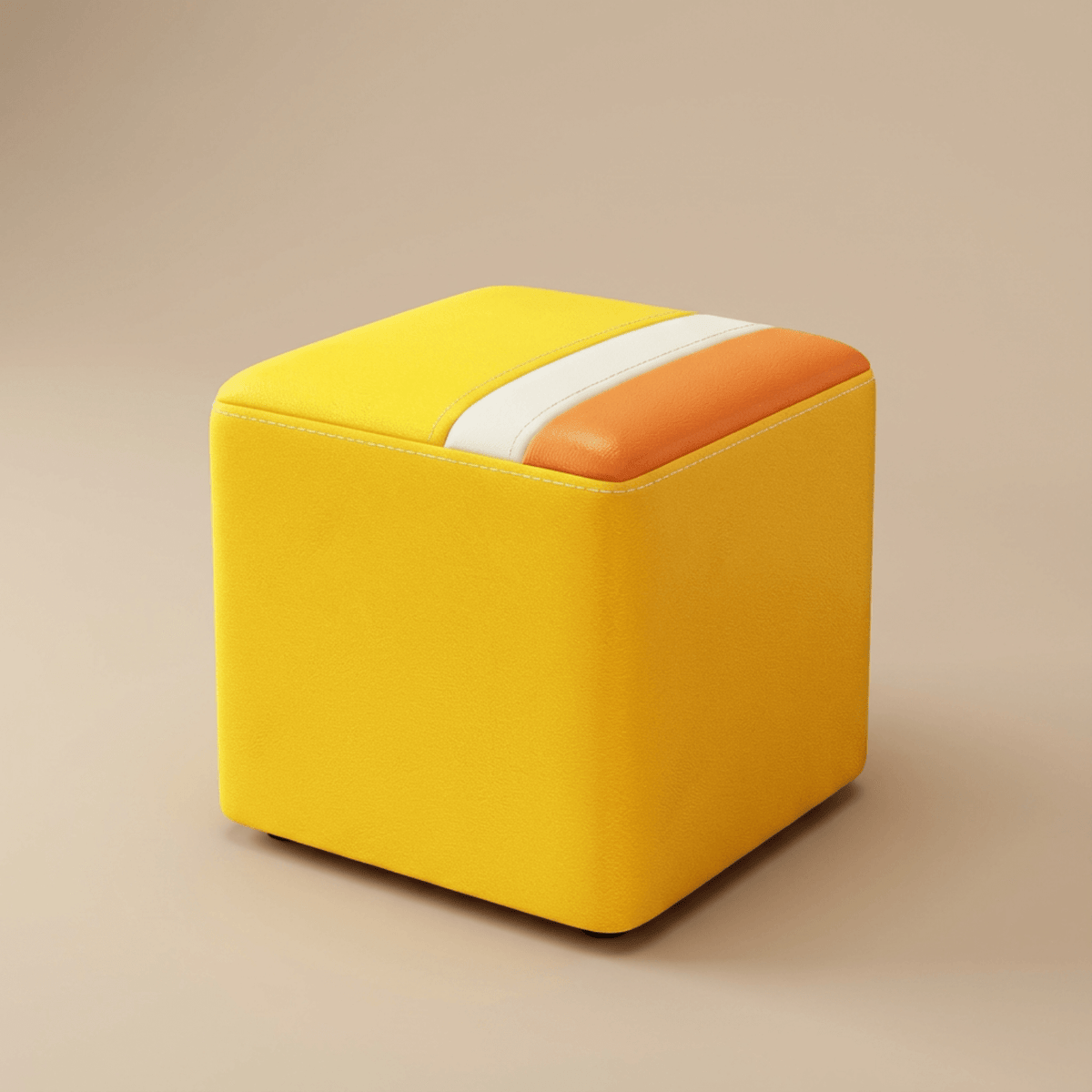 Pouf Tabouret Carré Cuir Vachette Ciré Design Contemporain