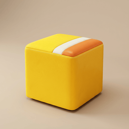 Pouf Tabouret Carré Cuir Vachette Ciré Design Contemporain