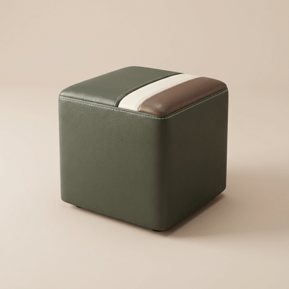 Pouf Tabouret Carré Cuir Vachette Ciré Design Contemporain