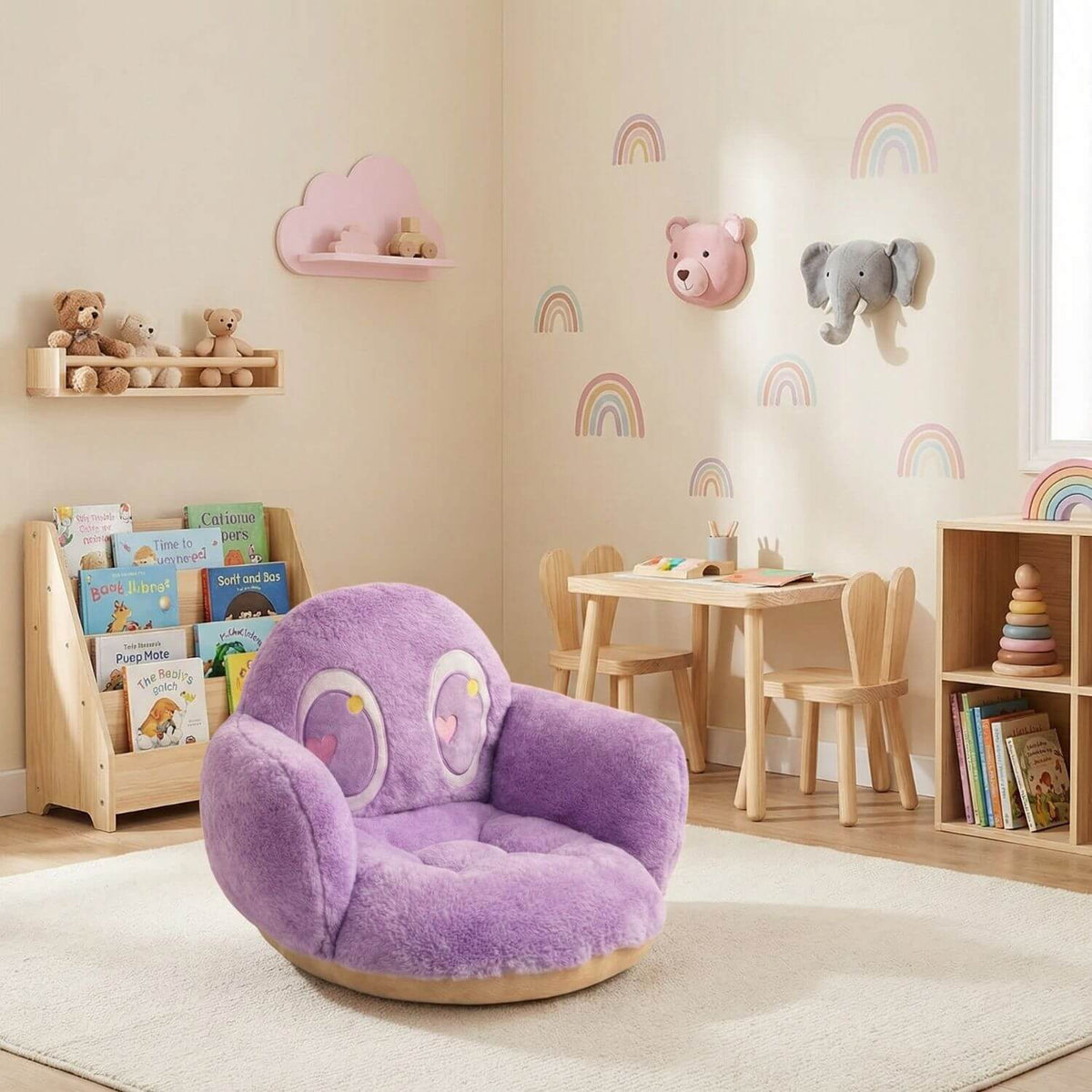 Pouf Enfant Violet Doux et Confortable